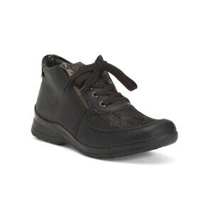RIEKER Black/metallic Leather Birthe 40 Comfort Sneakers
